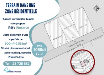 Vente Terrain Zone Touristique